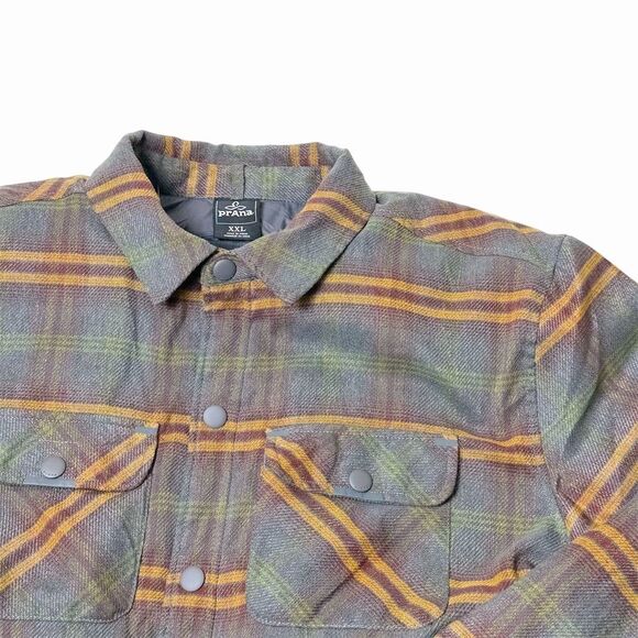 PraNa Men's Plaid Overcoat Jacket Brown 2XL Casual Fall - Picture 4 of 15
